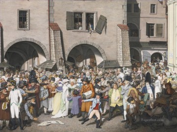 A BUSTLING MARKETPLACE PRAGUE Georg Emanuel Opiz caricature Oil Paintings
